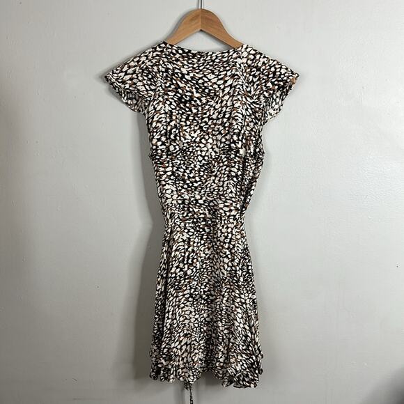 Free People Leopard Print Mini Dress XS Wrap Boho Party Y2K Retro - Picture 6 of 9